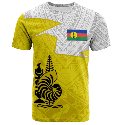 New Caledonia T-Shirt Polynesian Tattoo Flag And Coat Of Arms