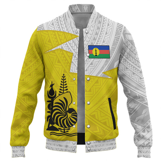 New Caledonia Baseball Jacket Polynesian Tattoo Flag And Coat Of Arms