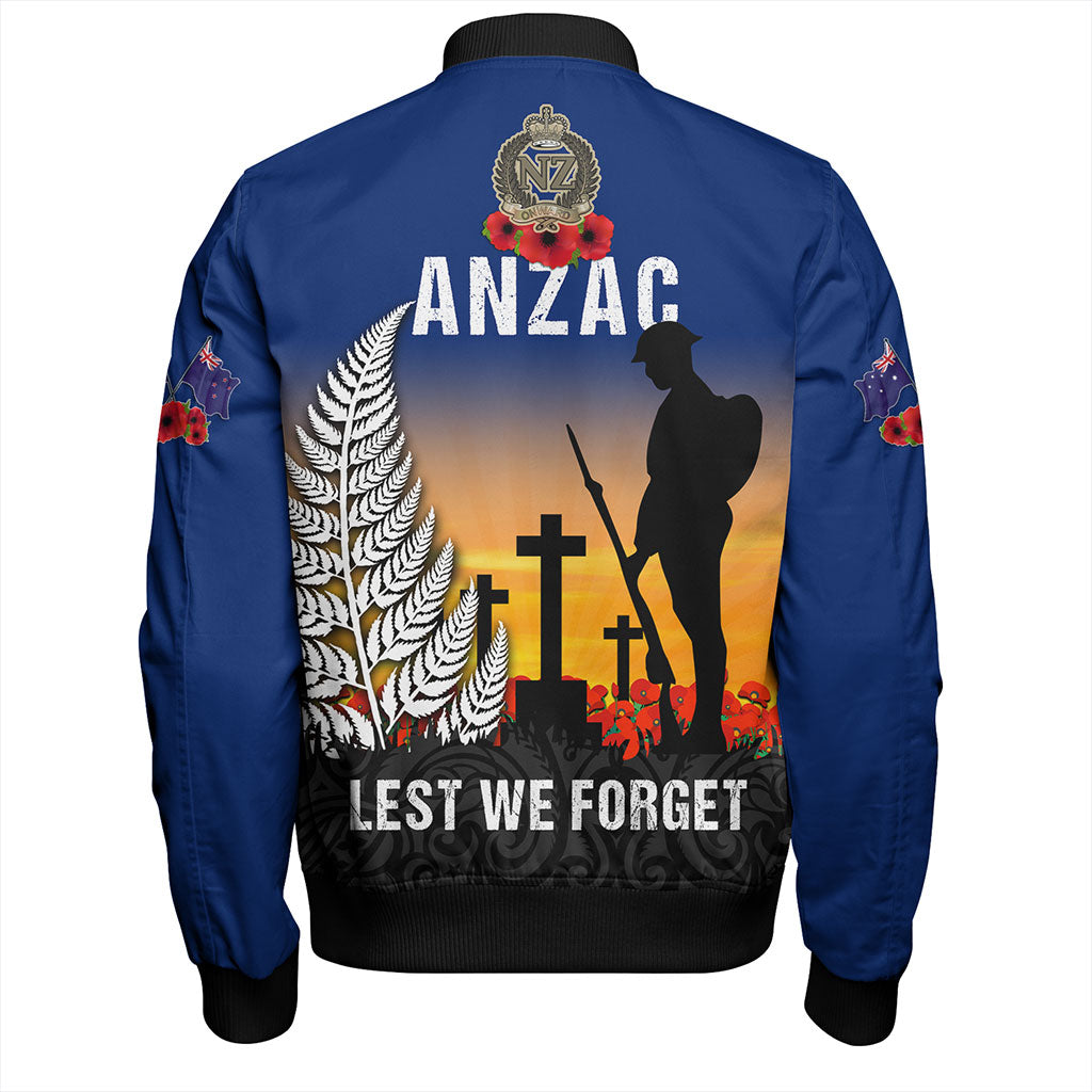 New Zealand Bomber Jacket Anzac Army And Maori Silver Fern Poppy Sunset Style