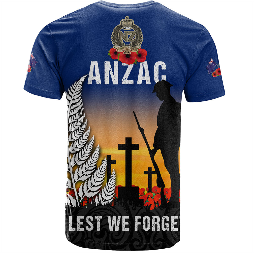 New Zealand T-Shirt Anzac Army And Maori Silver Fern Poppy Sunset Style