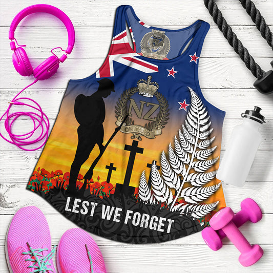 New Zealand Women Tank Anzac Army And Maori Silver Fern Poppy Sunset Style