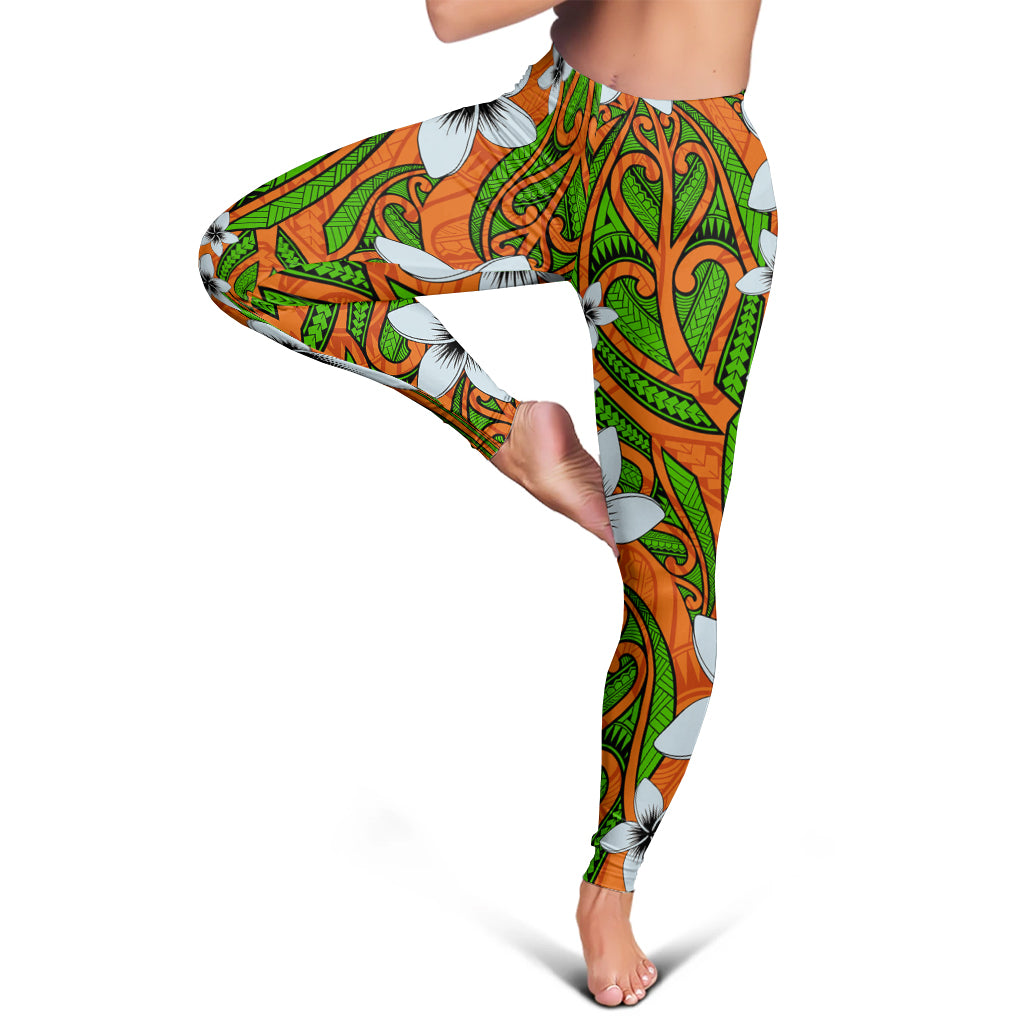 New Zealand Legging Maori Pattern Plumeria