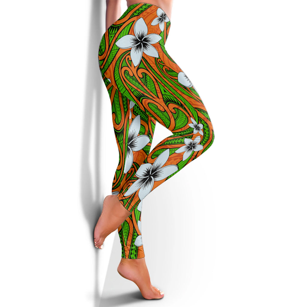 New Zealand Legging Maori Pattern Plumeria