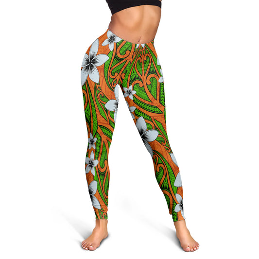 New Zealand Legging Maori Pattern Plumeria