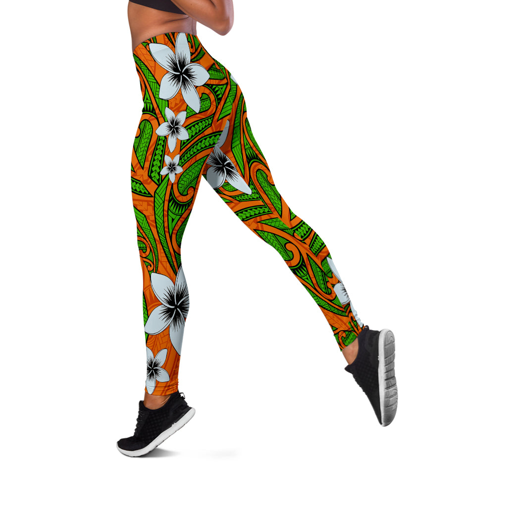 New Zealand Legging Maori Pattern Plumeria