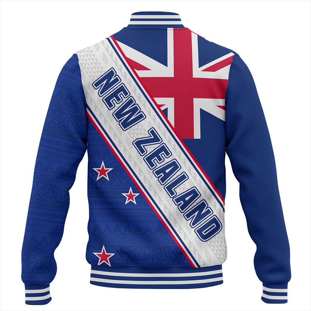 New Zealand Baseball Jacket Maori Tribal Flag Traditional