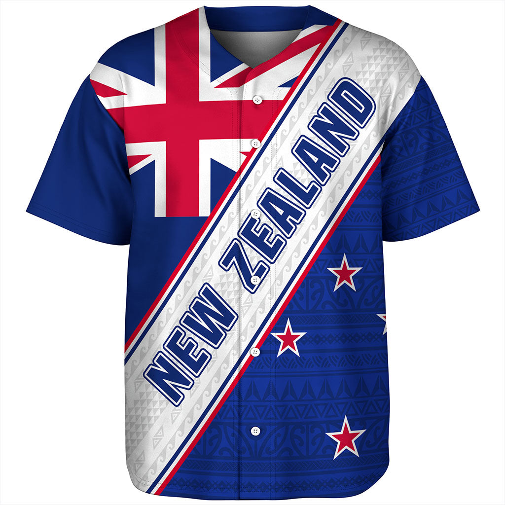 New Zealand Baseball Shirt Maori Tribal Flag Traditional
