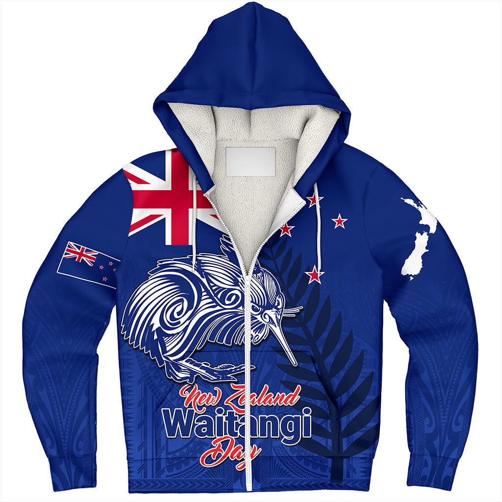 New Zealand Sherpa Hoodie Waitangi Day Flag Kiwi Bird Style
