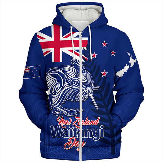 New Zealand Sherpa Hoodie Waitangi Day Flag Kiwi Bird Style