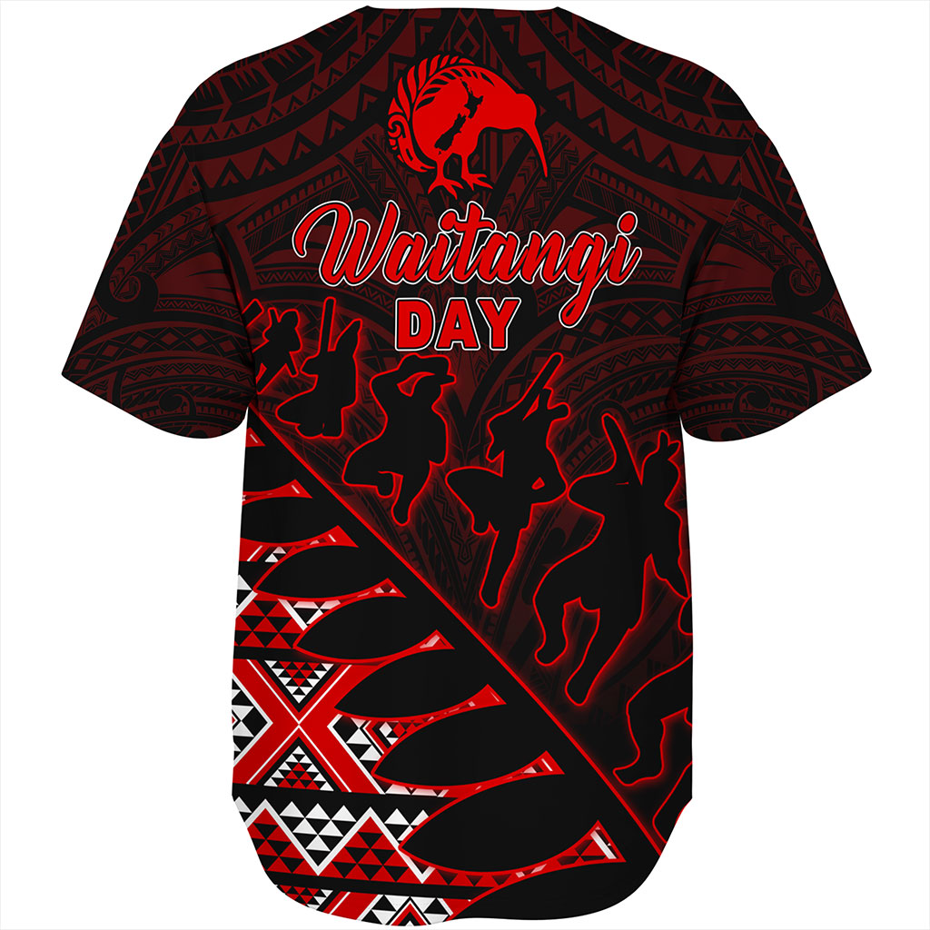 New Zealand Baseball Shirt Maori Tribal Siver Fern Waitangi Day