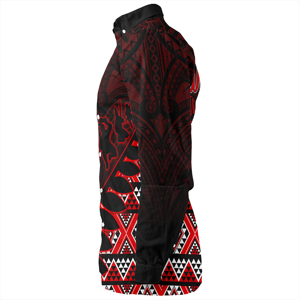 New Zealand Long Sleeve Shirt Maori Tribal Siver Fern Waitangi Day