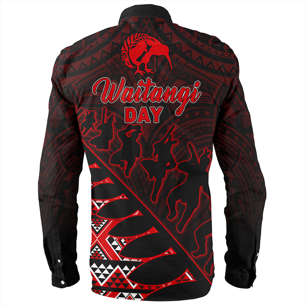 New Zealand Long Sleeve Shirt Maori Tribal Siver Fern Waitangi Day