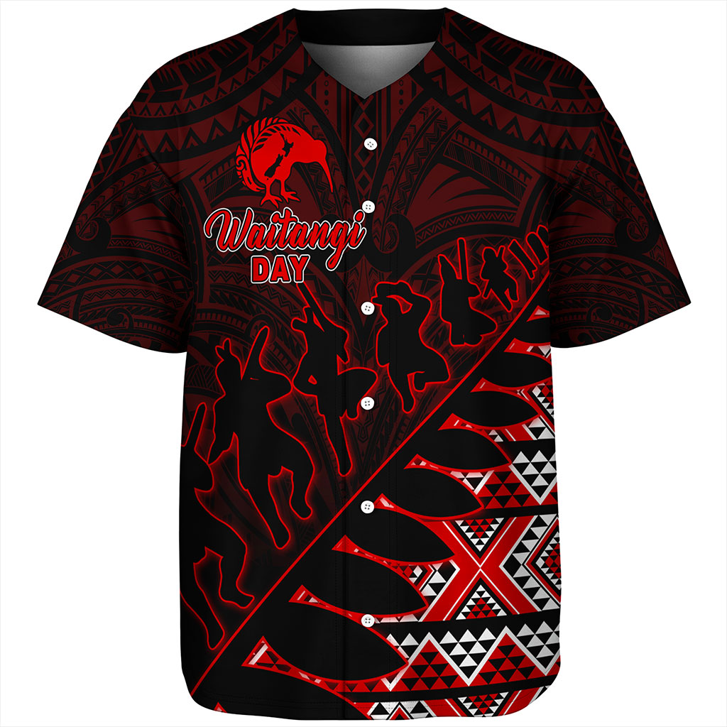 New Zealand Baseball Shirt Maori Tribal Siver Fern Waitangi Day