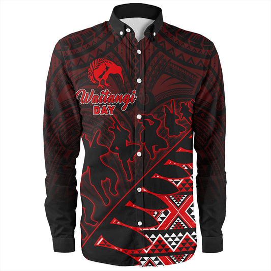 New Zealand Long Sleeve Shirt Maori Tribal Siver Fern Waitangi Day