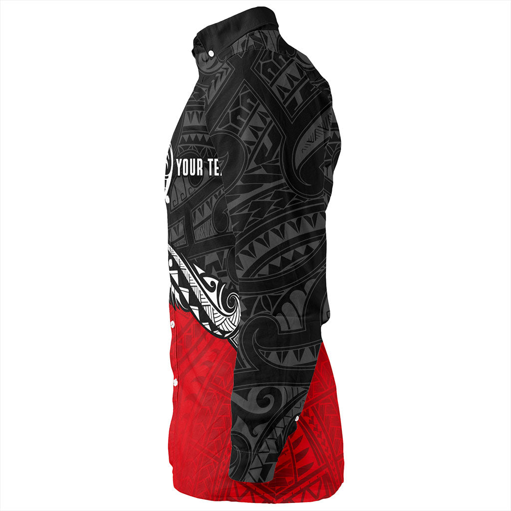 New Zealand Long Sleeve Shirt Maori Tribal Design Flag Style