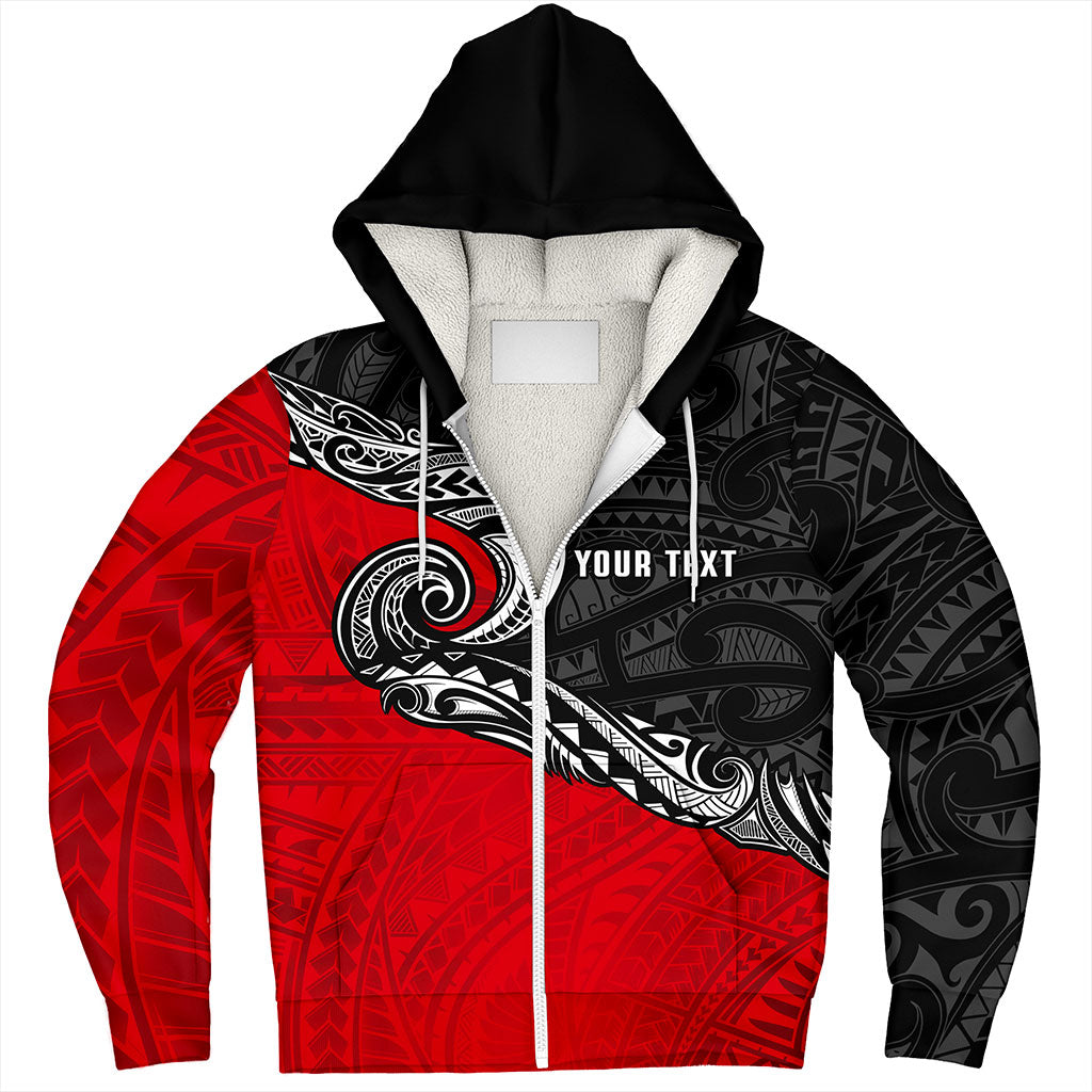 New Zealand Sherpa Hoodie Maori Tribal Design Flag Style