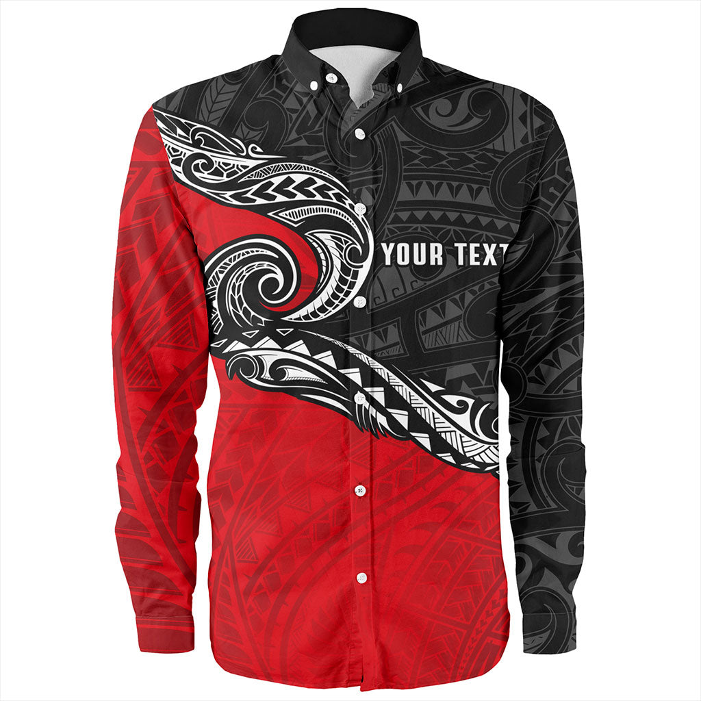 New Zealand Long Sleeve Shirt Maori Tribal Design Flag Style