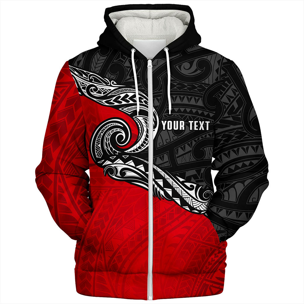 New Zealand Sherpa Hoodie Maori Tribal Design Flag Style