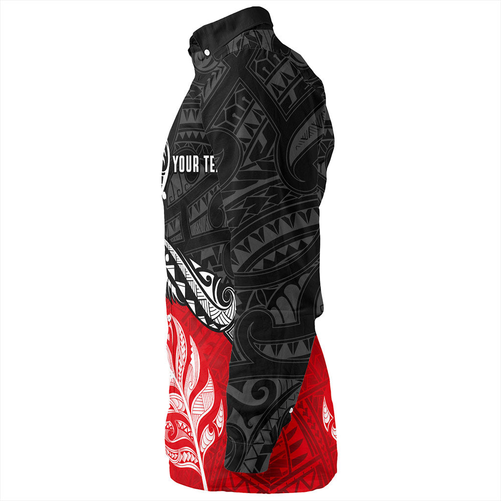 New Zealand Long Sleeve Shirt Maori Tribal Design Flag With Silver Fern