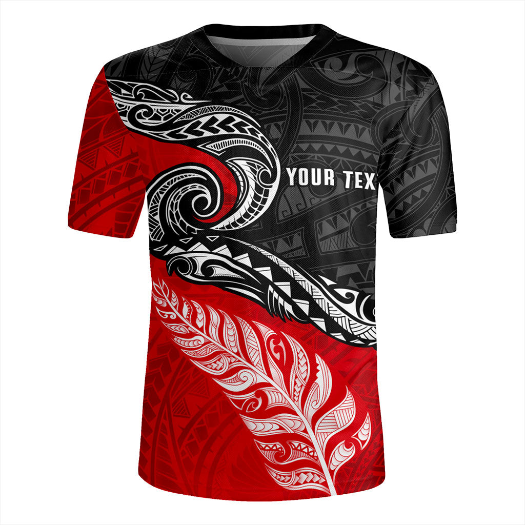 New Zealand Rugby Jersey Maori Tribal Design Flag With Silver Fern