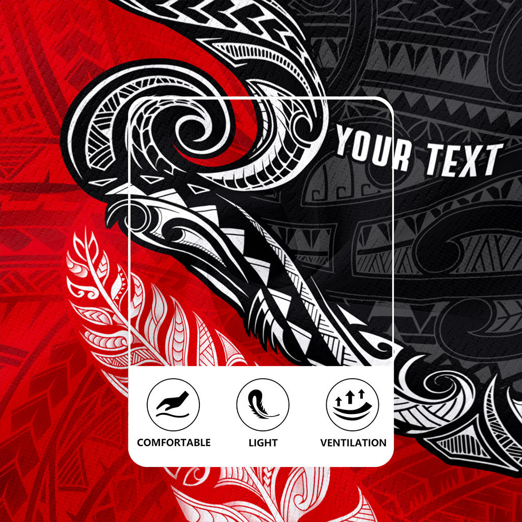 New Zealand Rugby Jersey Maori Tribal Design Flag With Silver Fern