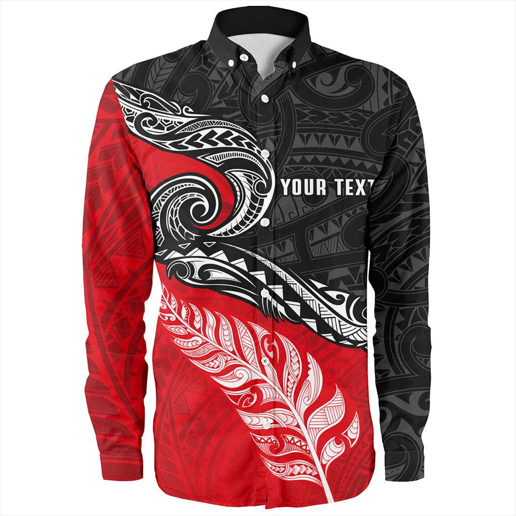 New Zealand Long Sleeve Shirt Maori Tribal Design Flag With Silver Fern