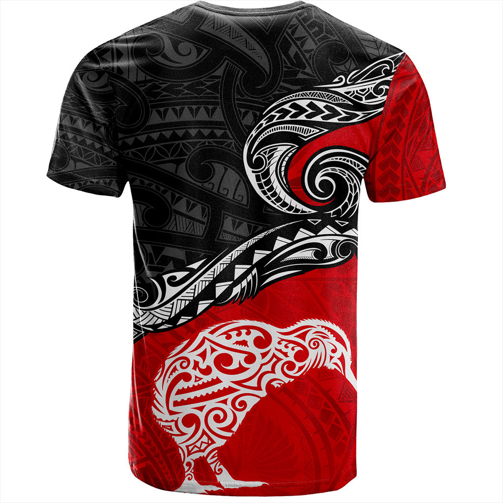 New Zealand T-Shirt Maori Tribal Design Flag With Kiwi Bird