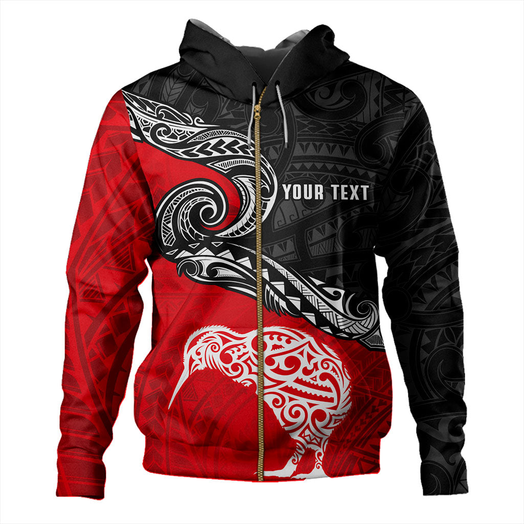 New Zealand Hoodie Maori Tribal Design Flag With Kiwi Bird