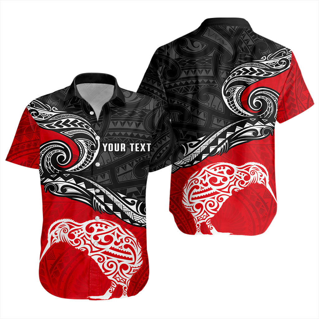 New Zealand Short Sleeve Shirt Maori Tribal Design Flag With Kiwi Bird
