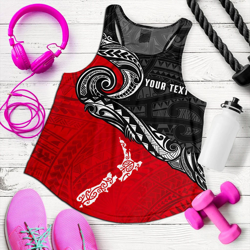 New Zealand Women Tank Maori Tribal Design Flag With Map
