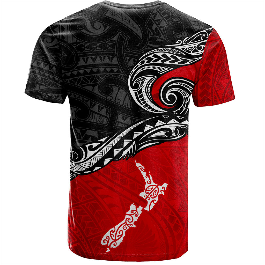 New Zealand T-Shirt Maori Tribal Design Flag With Map