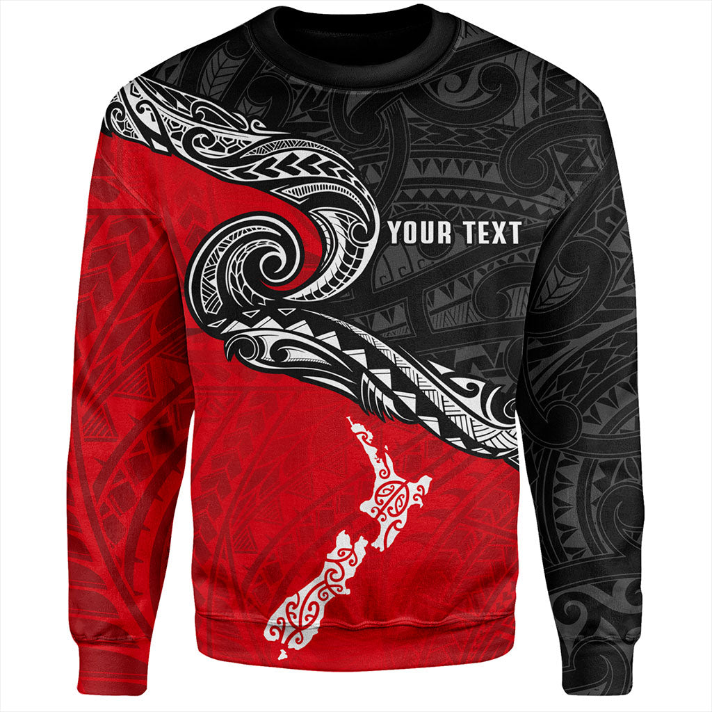 New Zealand Sweatshirt Maori Tribal Design Flag With Map