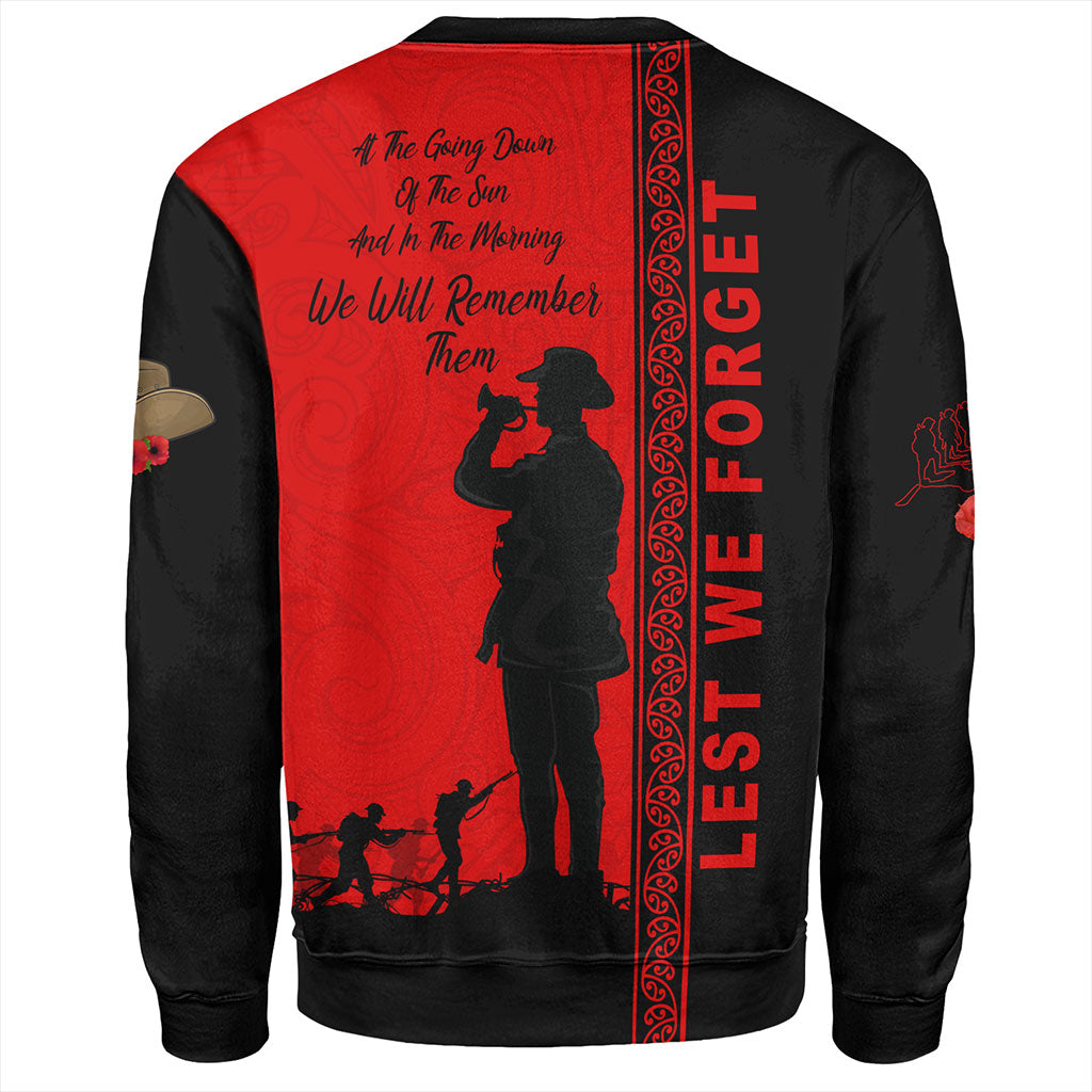 New Zealand Sweatshirt Lest We Forget Maori Tattoo