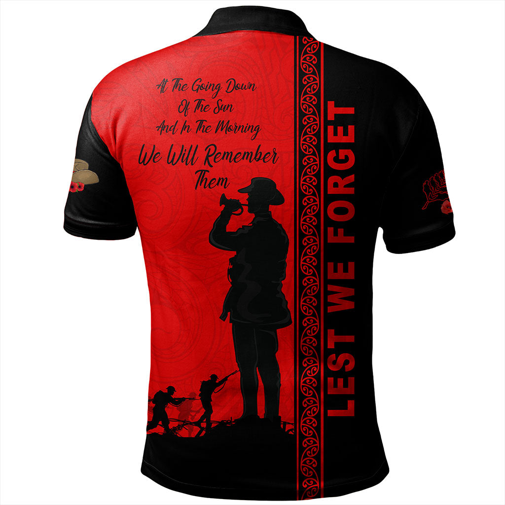 New Zealand Polo Shirt Lest We Forget Maori Tattoo