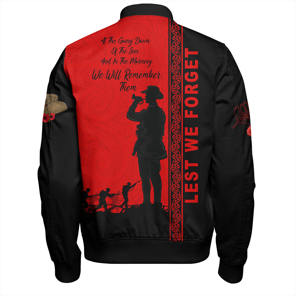 New Zealand Bomber Jacket Lest We Forget Maori Tattoo