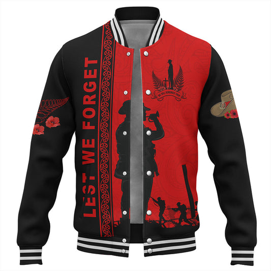 New Zealand Baseball Jacket Lest We Forget Maori Tattoo