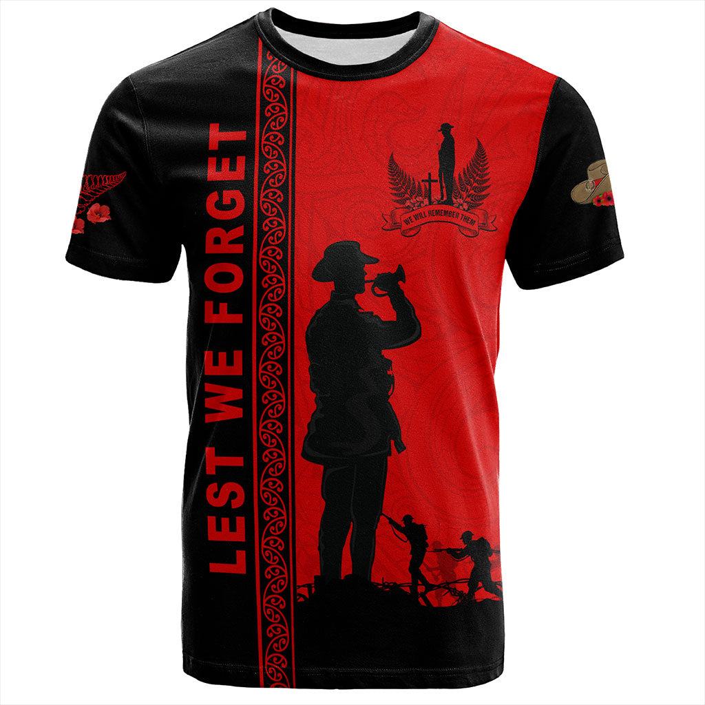 New Zealand T-Shirt Lest We Forget Maori Tattoo