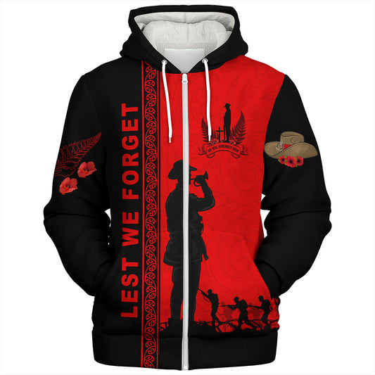 New Zealand Sherpa Hoodie Lest We Forget Maori Tattoo