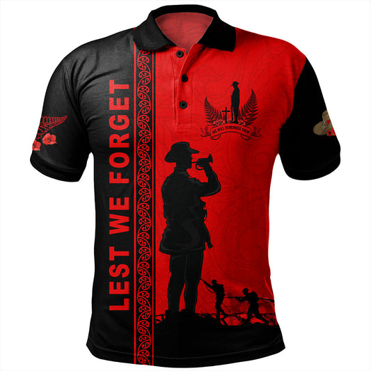New Zealand Polo Shirt Lest We Forget Maori Tattoo
