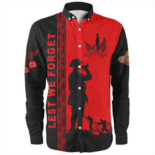 New Zealand Long Sleeve Shirt Lest We Forget Maori Tattoo