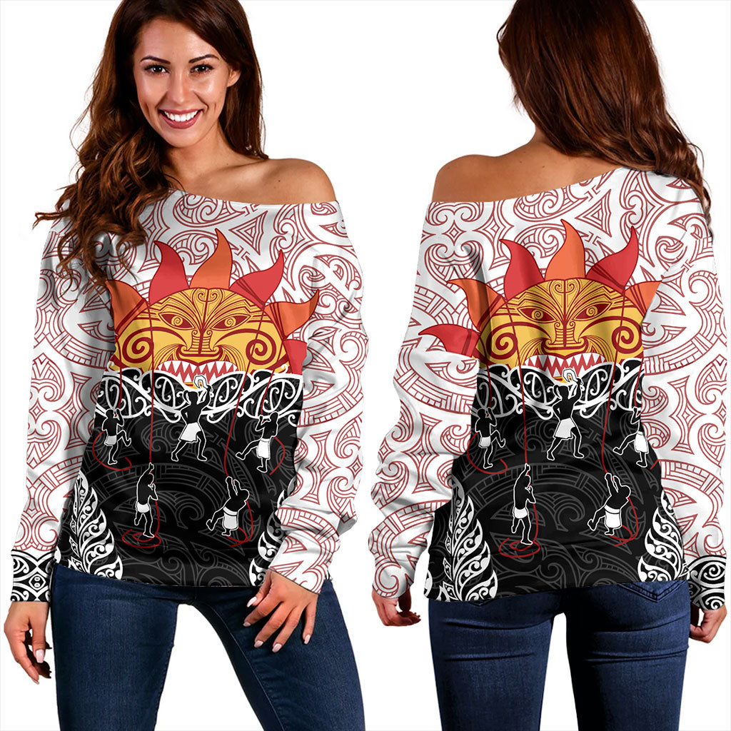 New Zealand Off Shoulder Sweatshirt Design Maui Slowed The Sun