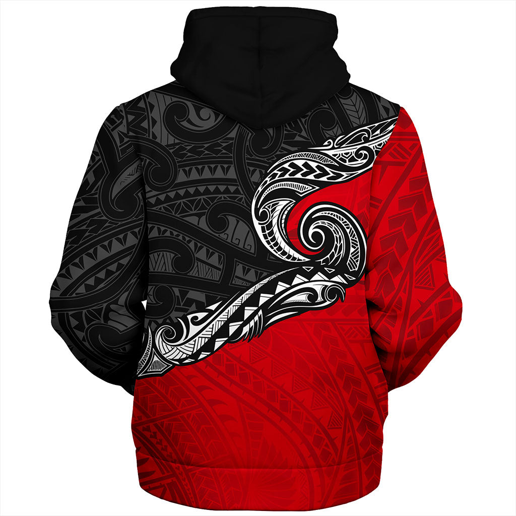 New Zealand Sherpa Hoodie Maori Tribal Design Flag Style