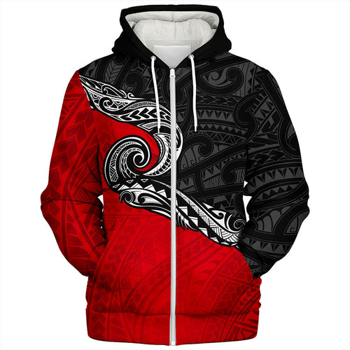 New Zealand Sherpa Hoodie Maori Tribal Design Flag Style
