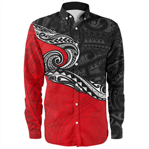 New Zealand Long Sleeve Shirt Maori Tribal Design Flag Style