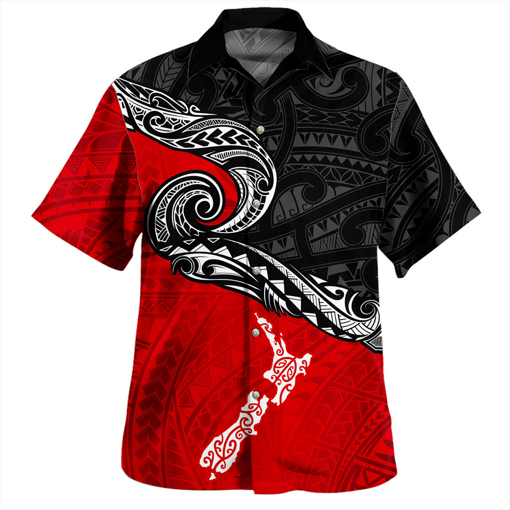 New Zealand Hawaiian Shirt Maori Tribal Design Flag With Map