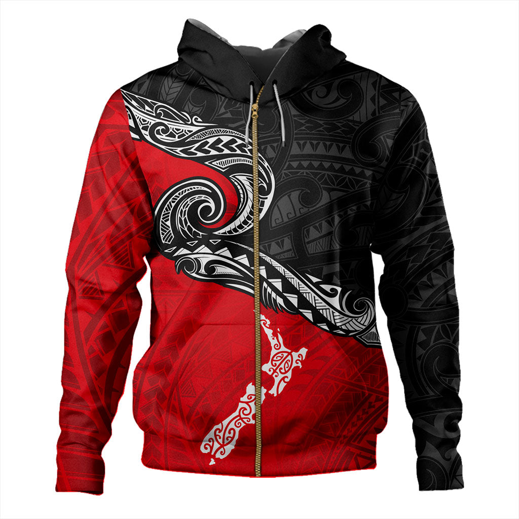 New Zealand Hoodie Maori Tribal Design Flag With Map