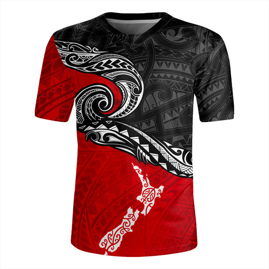 New Zealand Rugby Jersey Maori Tribal Design Flag With Map