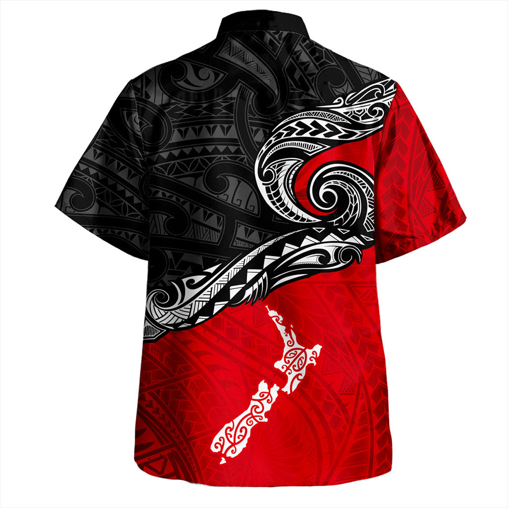 New Zealand Hawaiian Shirt Maori Tribal Design Flag With Map