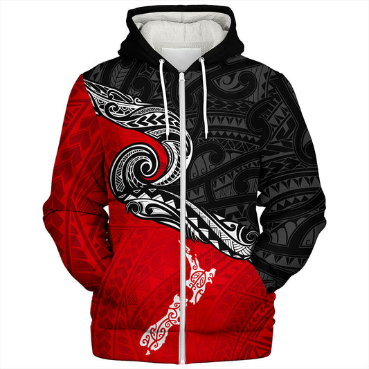 New Zealand Sherpa Hoodie Maori Tribal Design Flag With Map