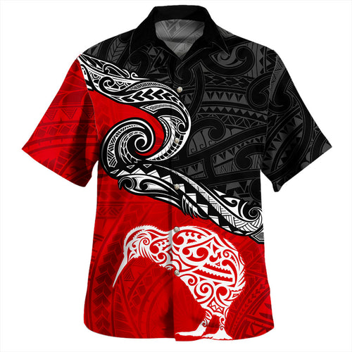 New Zealand Hawaiian Shirt Maori Tribal Design Flag With Kiwi Bird